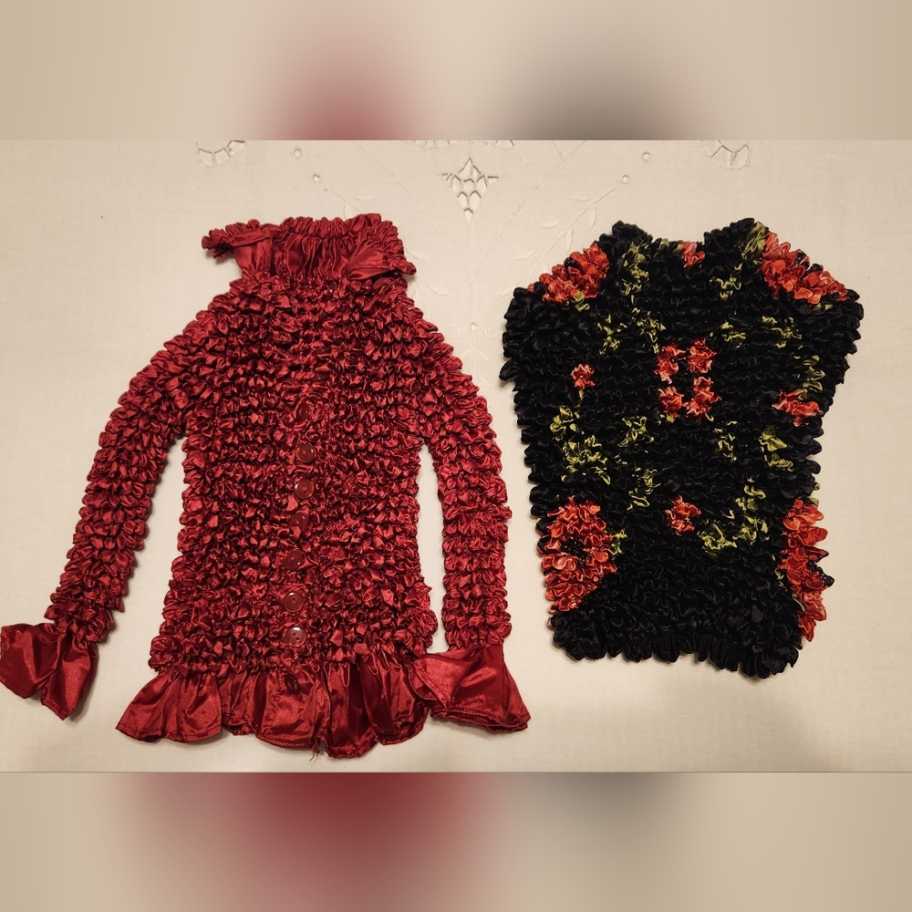 NWOT Vintage Magic Bubble Popcorn Crinkle top and cardigan (OS)